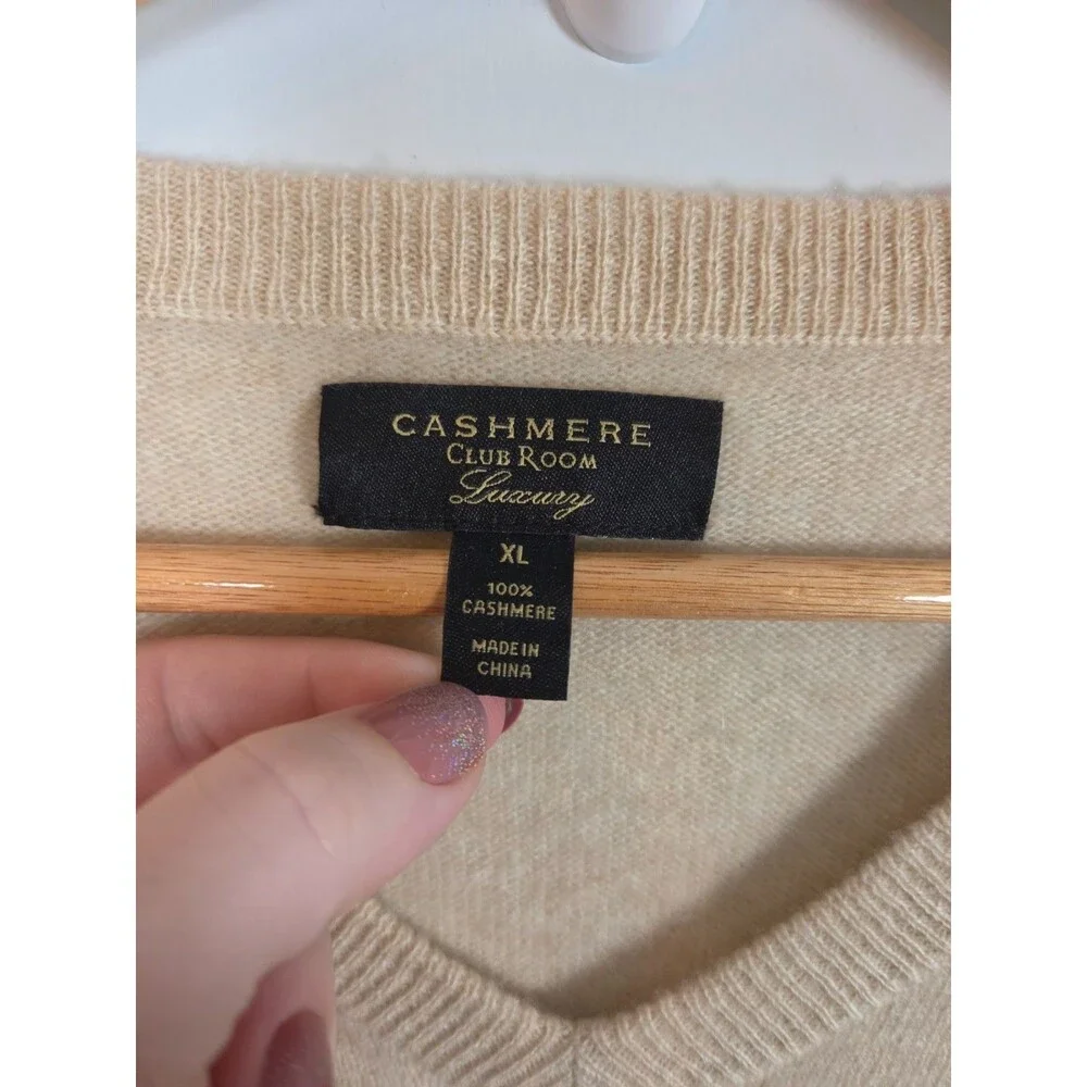 Club Room Mens 100% Cashmere V-Neck Sweater Size XL